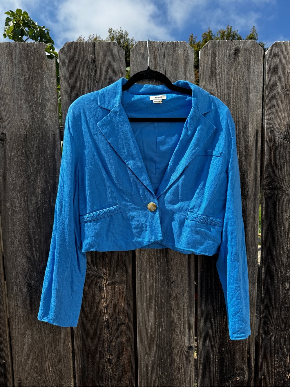 Jason Wu Vibrant Blue Cropped Single-Button Blazer